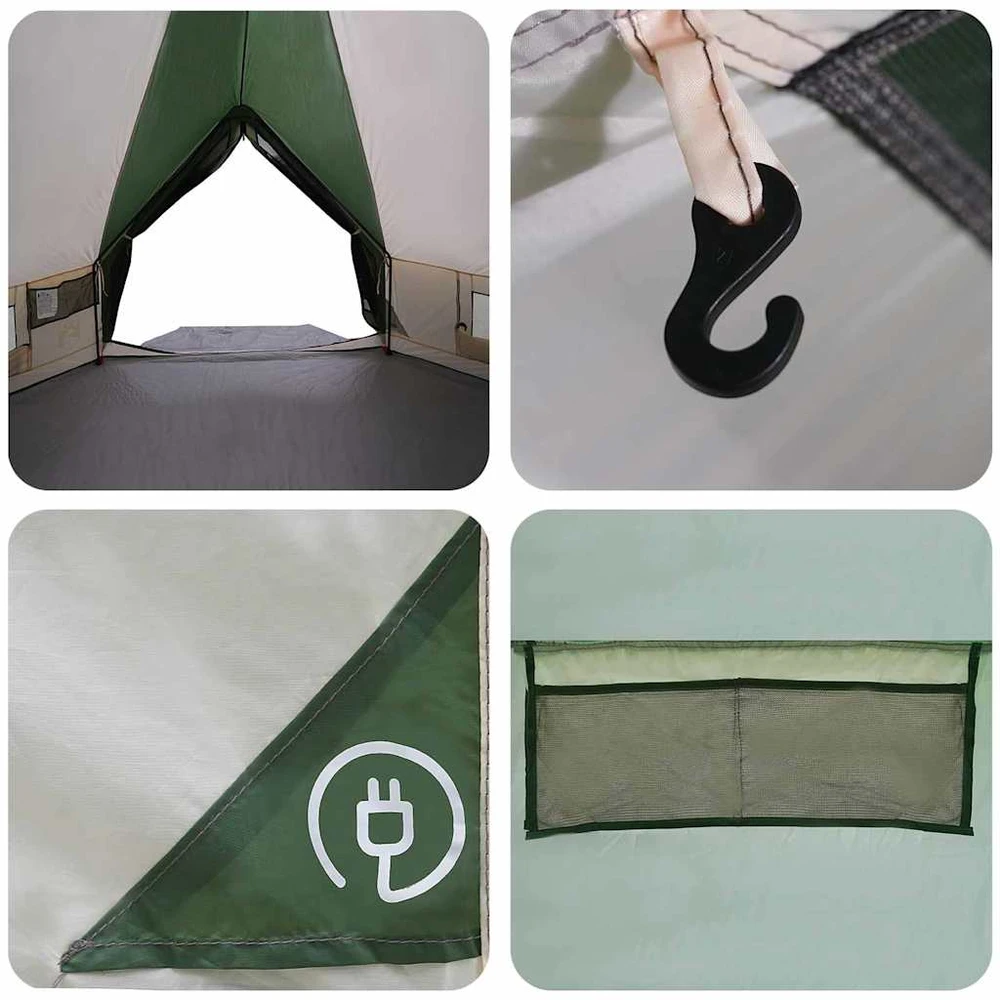 Teepee palapinė 8 asmenims 8 asmeniui Žalia ir balta