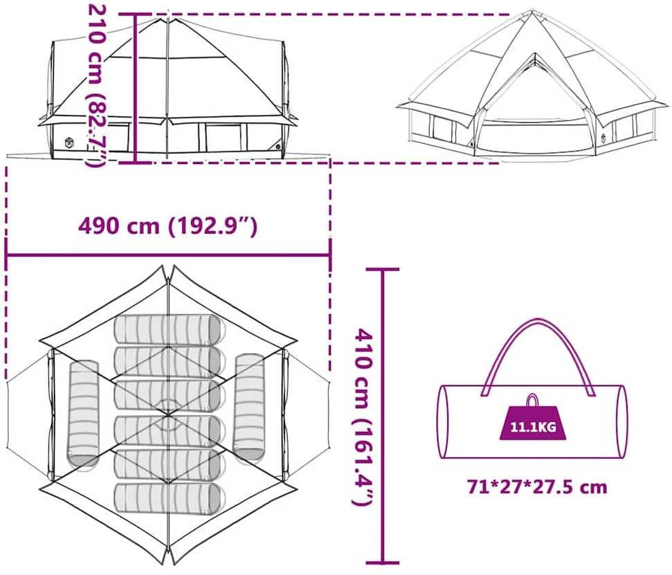 Teepee palapinė 8 asmenims 8 asmeniui Mėlyna ir Pilka