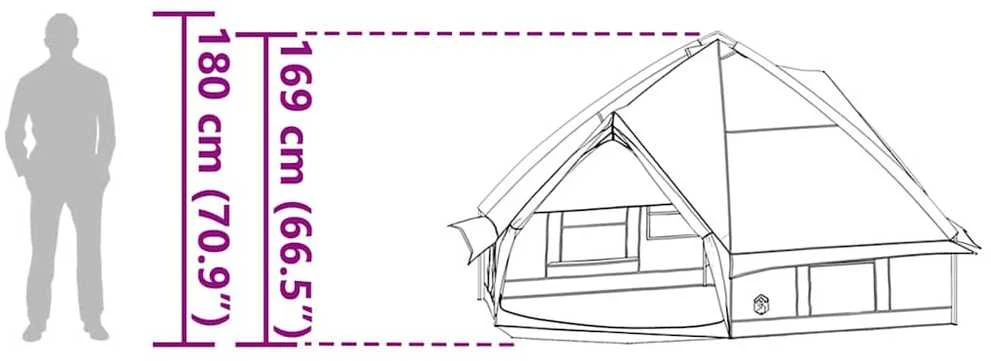 Teepee palapinė 4-iems asmenims 4 asmeniui Pilka ir oranžinė