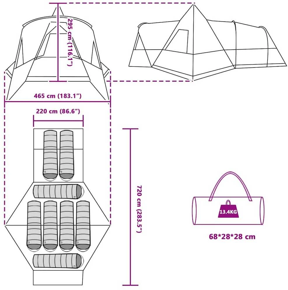 Teepee Palapinė 8 Asmenims 8 asmeniui Žalia