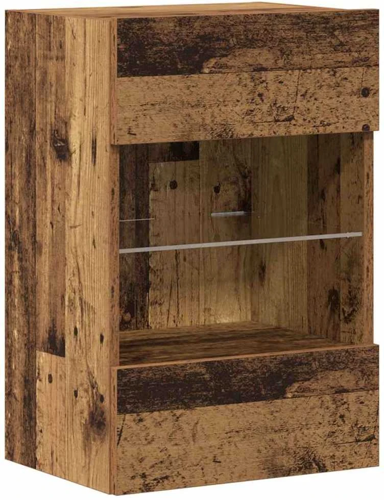 TV staliukas Sieninės spintelės su LED apšvietimu televizoriui 2 vnt, 40x30x60,5 cm