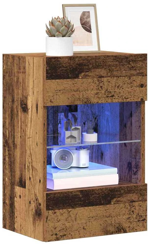 TV staliukas Sieninės spintelės su LED apšvietimu televizoriui 2 vnt, 40x30x60,5 cm