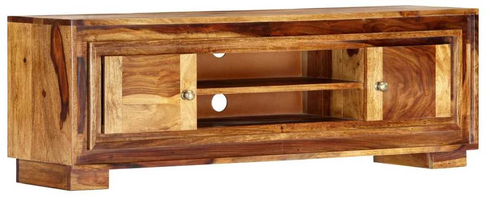 TV staliukas Televizoriaus spintelė, 118x30x40cm, rausv. dalb. med. masyvas