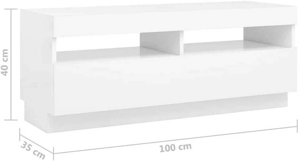 TV staliukas Televizoriaus spintelė su LED apšvietimu, balta, 200x35x40cm