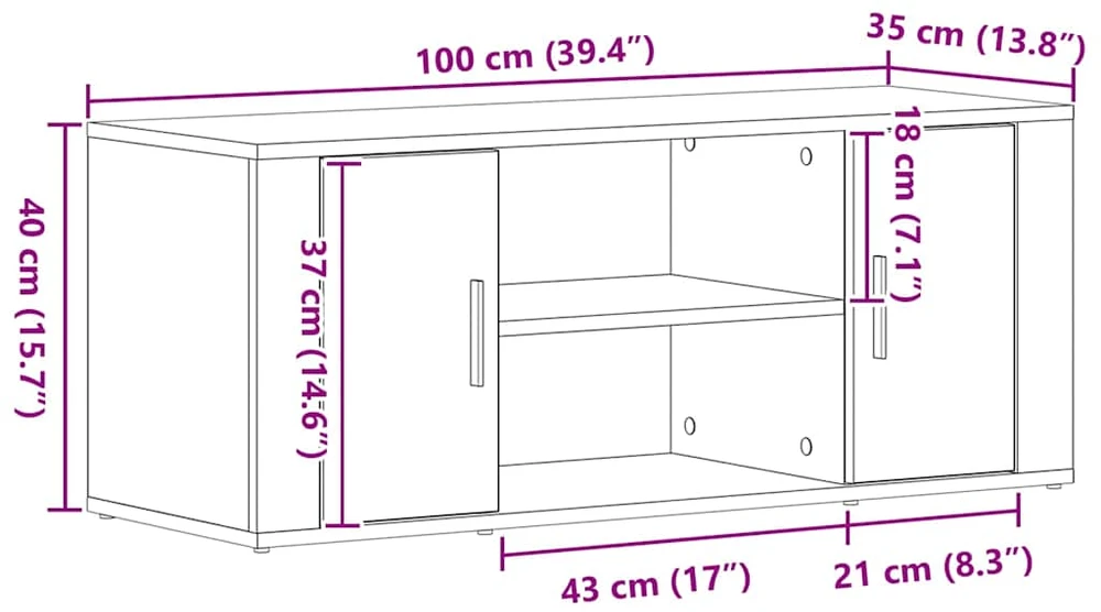 TV staliukas Televizoriaus spintelė 100 x 35 x 40 cm artisano ąžuolo