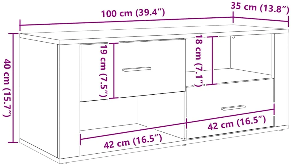 TV staliukas Televizoriaus spintelė 100 x 35 x 40 cm Amatininkų ąžuolas