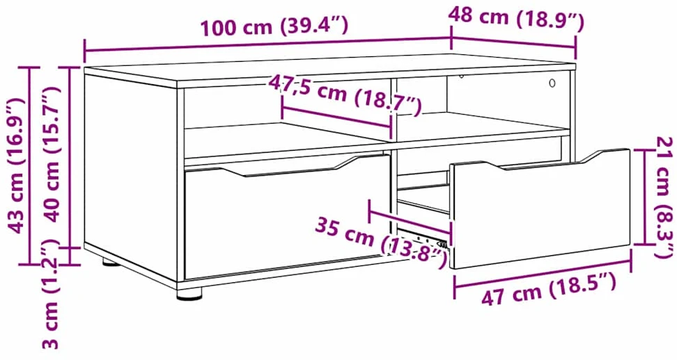 TV staliukas Televizoriaus spintelė 100 x 48 x 43 cm Sonoma ąžuolas