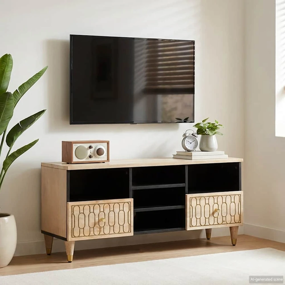 TV staliukas Televizoriaus spintelė, 100x33x46cm, mango medienos masyvas