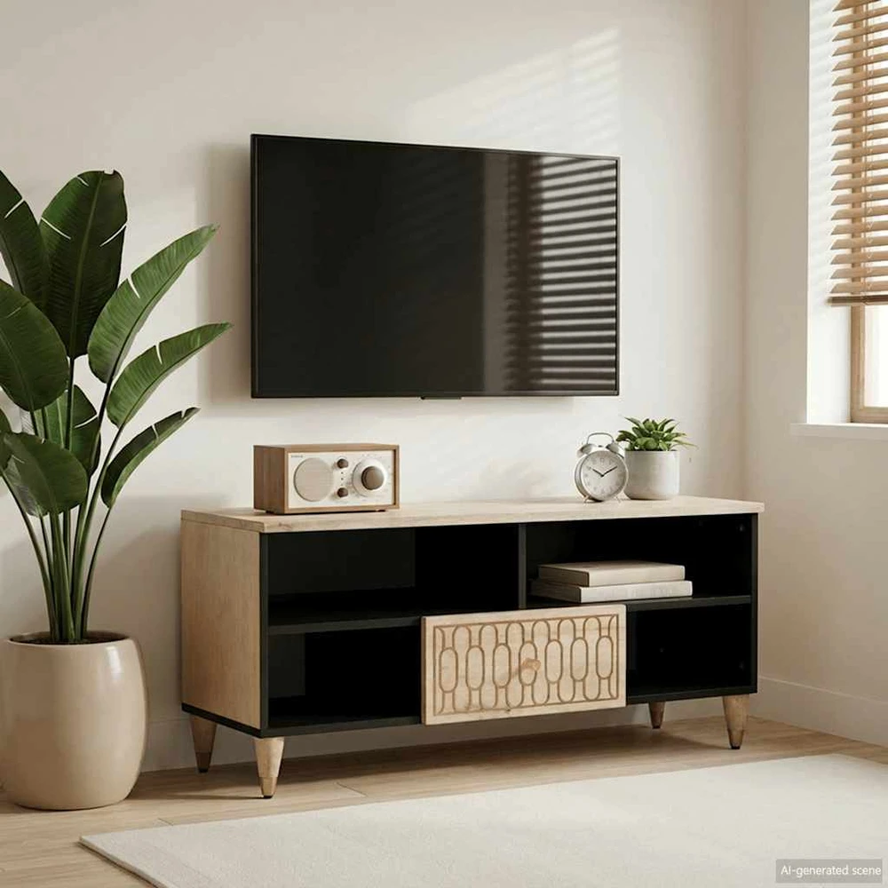 TV staliukas Televizoriaus spintelė, 100x33x46cm, mango medienos masyvas