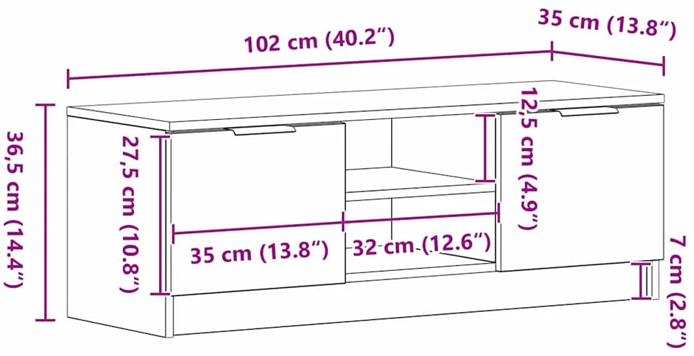 TV staliukas Televizoriaus spintelė 102 x 32 x 35.5 cm Juodas ąžuolas