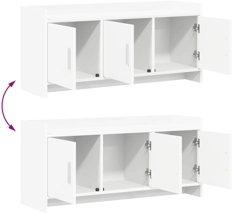 TV staliukas Televizoriaus spintelė 102 x 33 x 47 cm Balta Apdirbta mediena