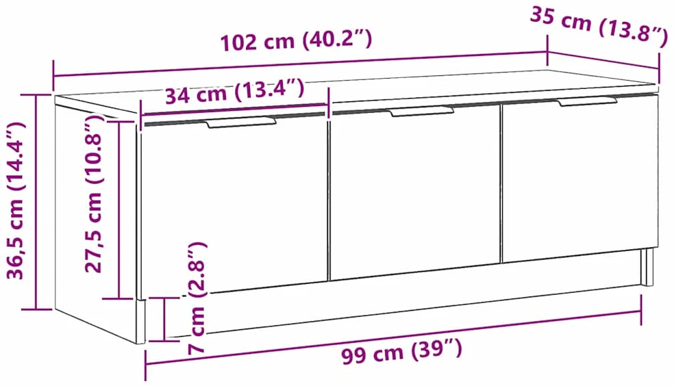 TV staliukas Televizoriaus spintelė 102 x 35 x 36,5 cm Juodas ąžuolas