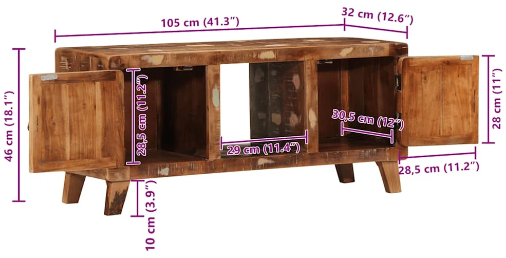 Televizoriaus spintelė, 105x46x32cm, perdirbta mediena