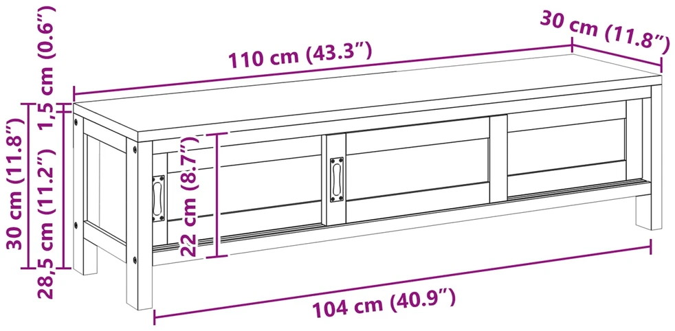Televizoriaus spintelė 110 x 30 x 30 cm Kieto teka medžio