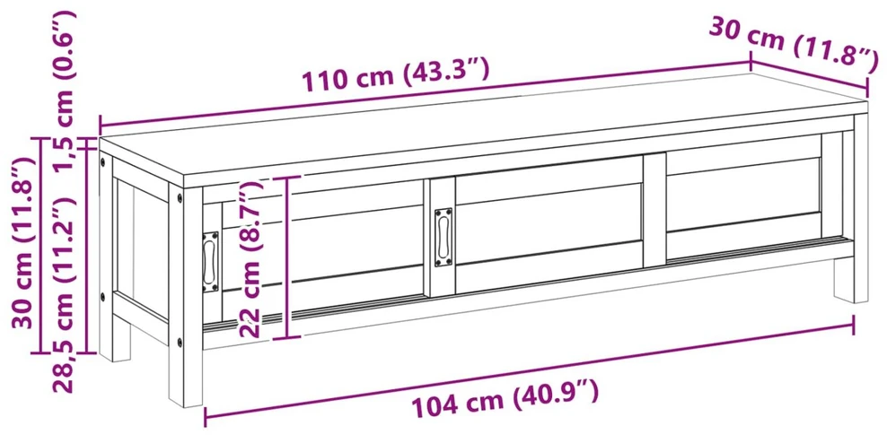 Televizoriaus spintelė 110 x 30 x 30 cm Kieto teka medžio