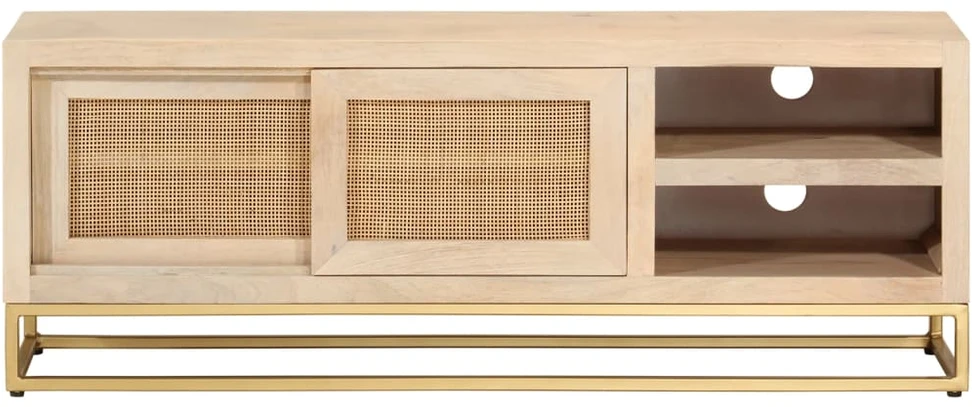 Televizoriaus spintelė, 110x30x40cm, mango masyvas ir geležis