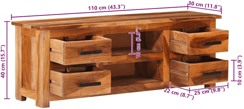 TV staliukas Televizoriaus spintelė, 110x30x40cm, medienos masyvas