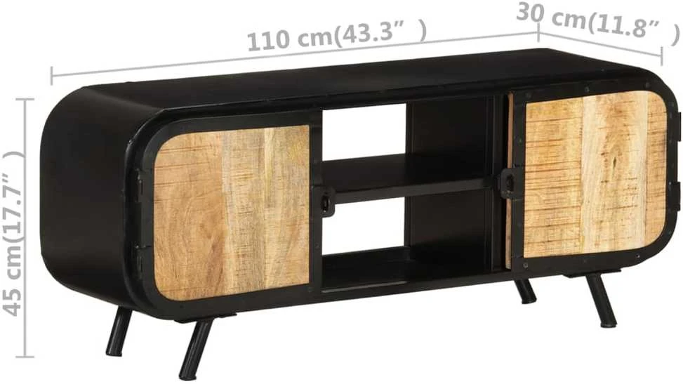 TV staliukas Televizoriaus spintelė, 110x30x45cm, neapdorota mango mediena