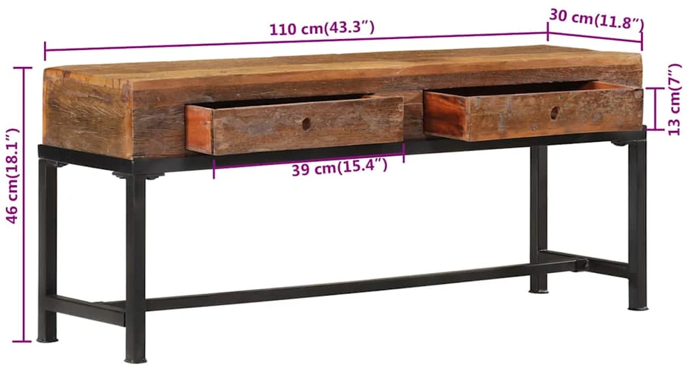 TV staliukas Televizoriaus spintelė, 110x30x46cm, perdirbta mediena