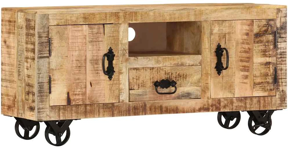TV staliukas Televizoriaus spintelė, 110x30x50cm, neapdorota mango mediena
