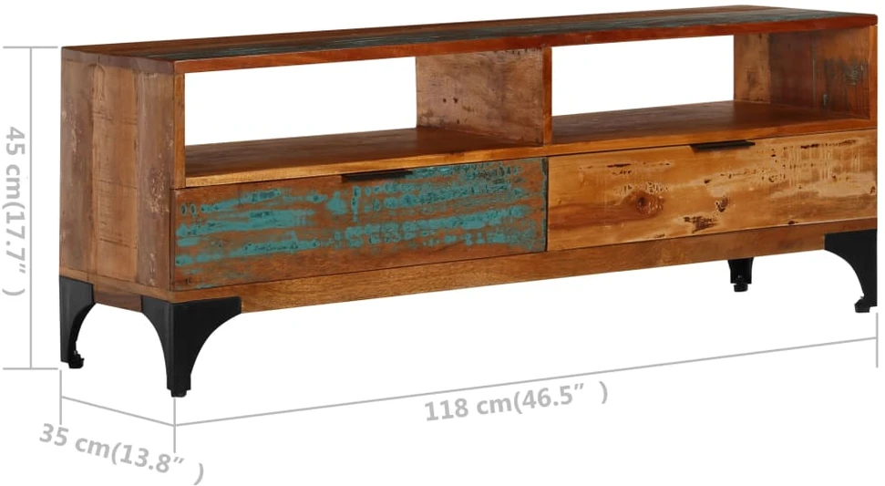 TV staliukas Televizoriaus spintelė, 118x35x45cm, perdirbtos med. masyvas