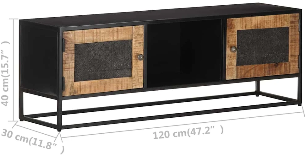 TV staliukas Televizoriaus spintelė, 120x30x40cm, neapdorota mango mediena