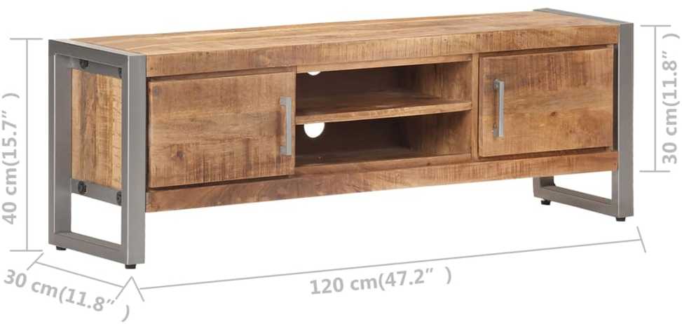 TV staliukas Televizoriaus spintelė, 120x30x40cm, neapdorota mango mediena