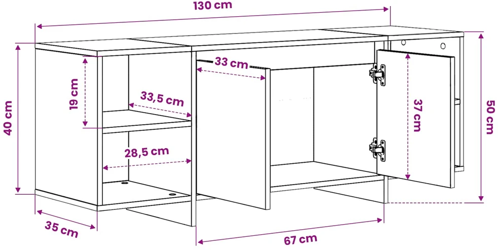 TV staliukas Televizoriaus spintelė 130 x 35 x 50 cm Juodojo ąžuolo