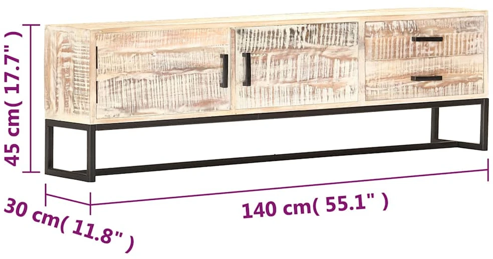TV staliukas Televizoriaus spintelė, 140x30x45cm, akacijos medienos masyvas