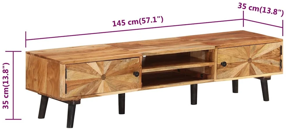 TV staliukas Televizoriaus spintelė, 145x35x35cm, akacijos medienos masyvas