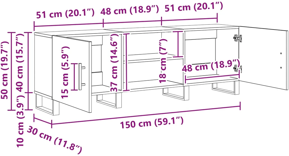 TV staliukas Televizoriaus spintelė 150 x 30 x 50 cm Juodas ąžuolas