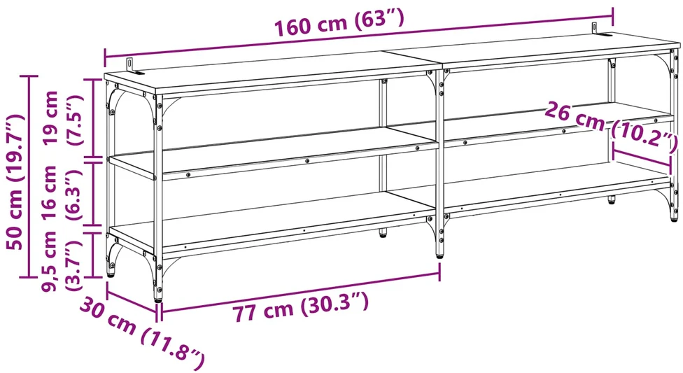 TV staliukas Televizoriaus spintelė 160 x 30 x 50 cm Amatininkų ąžuolas