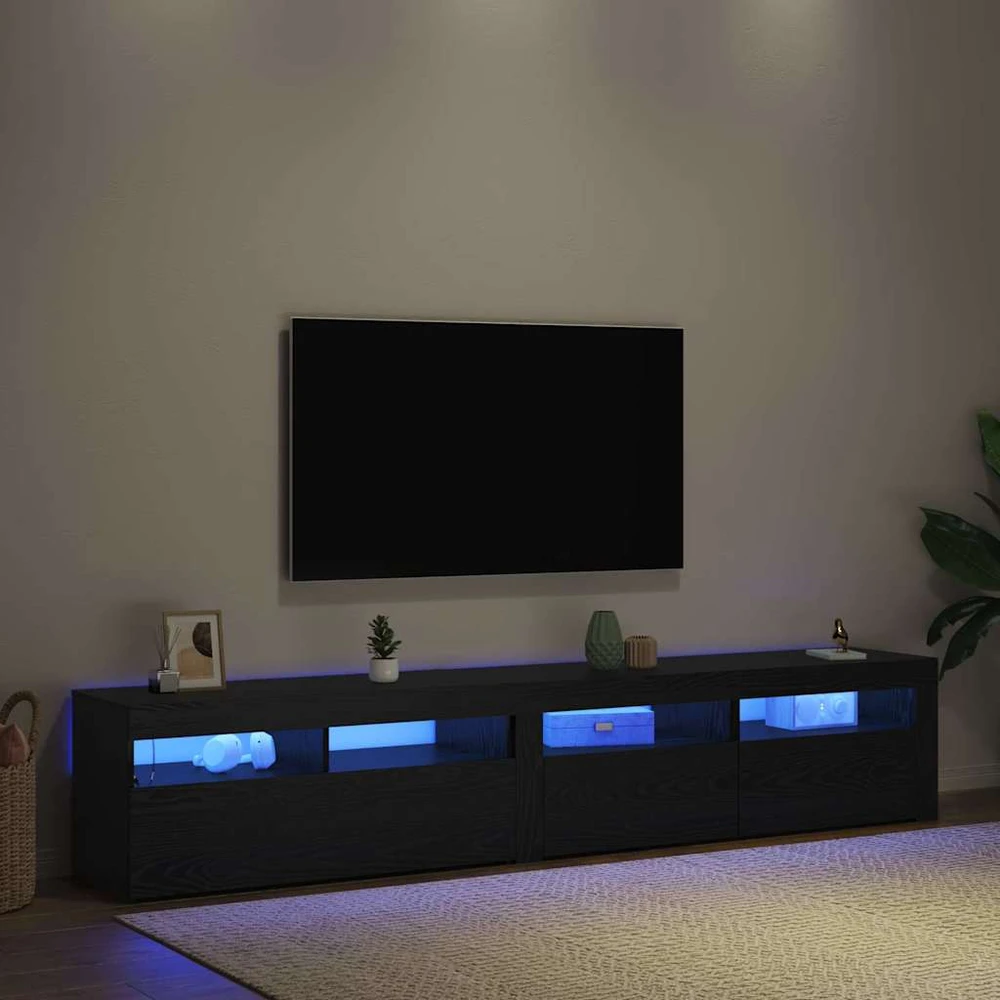 TV staliukas Televizoriaus spintelė 2 vnt. Juodas ąžuolas Apdirbta mediena