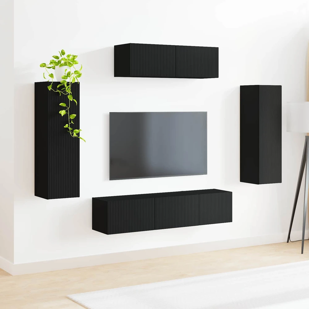 TV staliukas Televizoriaus spintelė 5 vnt. Juoda