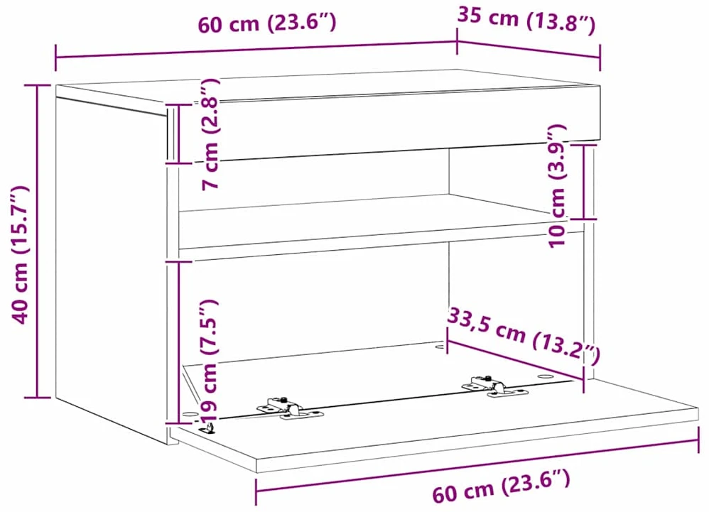TV staliukas Televizoriaus spintelė 60 x 35 x 40 cm Juodas ąžuolas