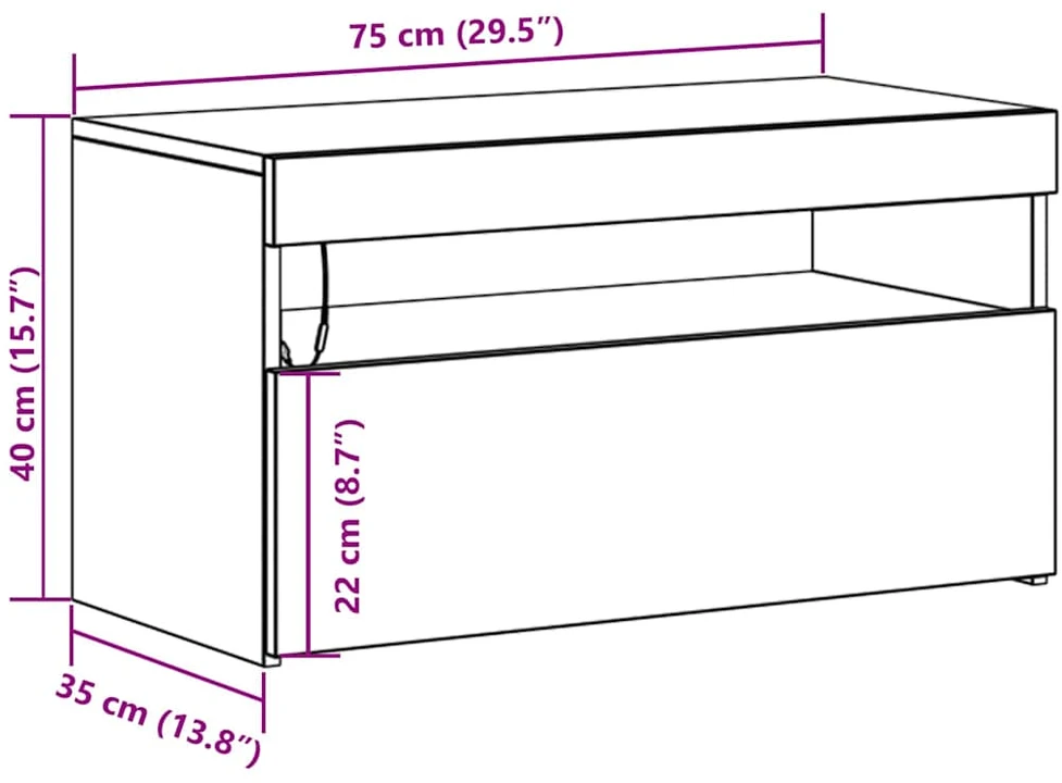 TV staliukas Televizoriaus spintelė 75 x 35 x 40 cm Juodas ąžuolas