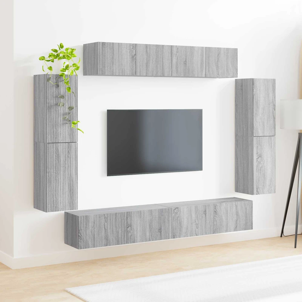 TV staliukas Televizoriaus spintelė 8 vnt. Pilka Sonoma Apdirbta mediena