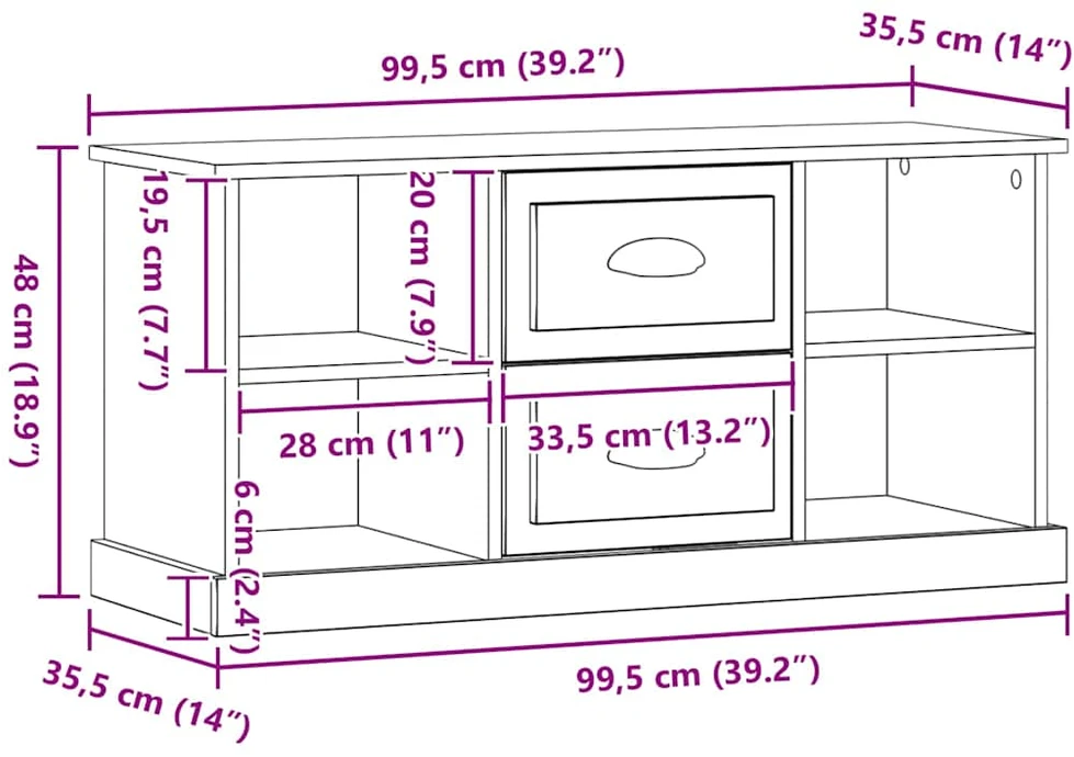 TV staliukas Televizoriaus spintelė 99,5 x 35,5 x 48 cm Amatininkų ąžuolas