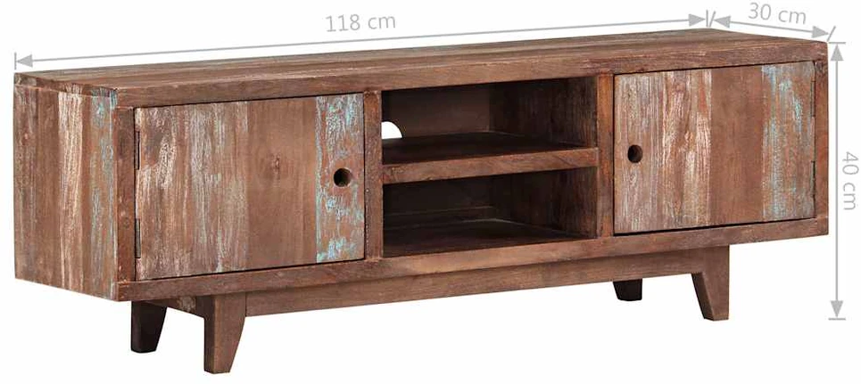 TV staliukas Televizoriaus spintelė, akacijos mediena, 118x30x40cm