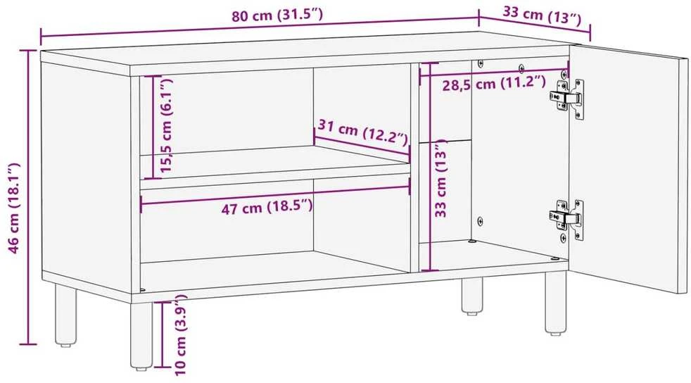 Televizoriaus spintelė Akacijos ruda apdaila 80 x 33 x 46 cm