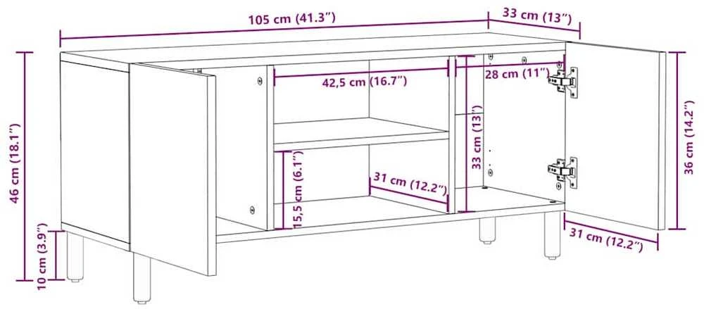 Televizoriaus spintelė Akacijos ruda apdaila 105 x 33 x 46 cm