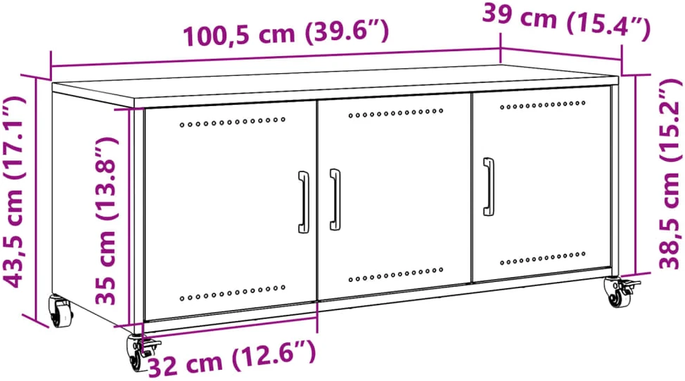 TV staliukas Televizoriaus spintelė, alyvuogių, 100,5x39x43,5cm, plienas