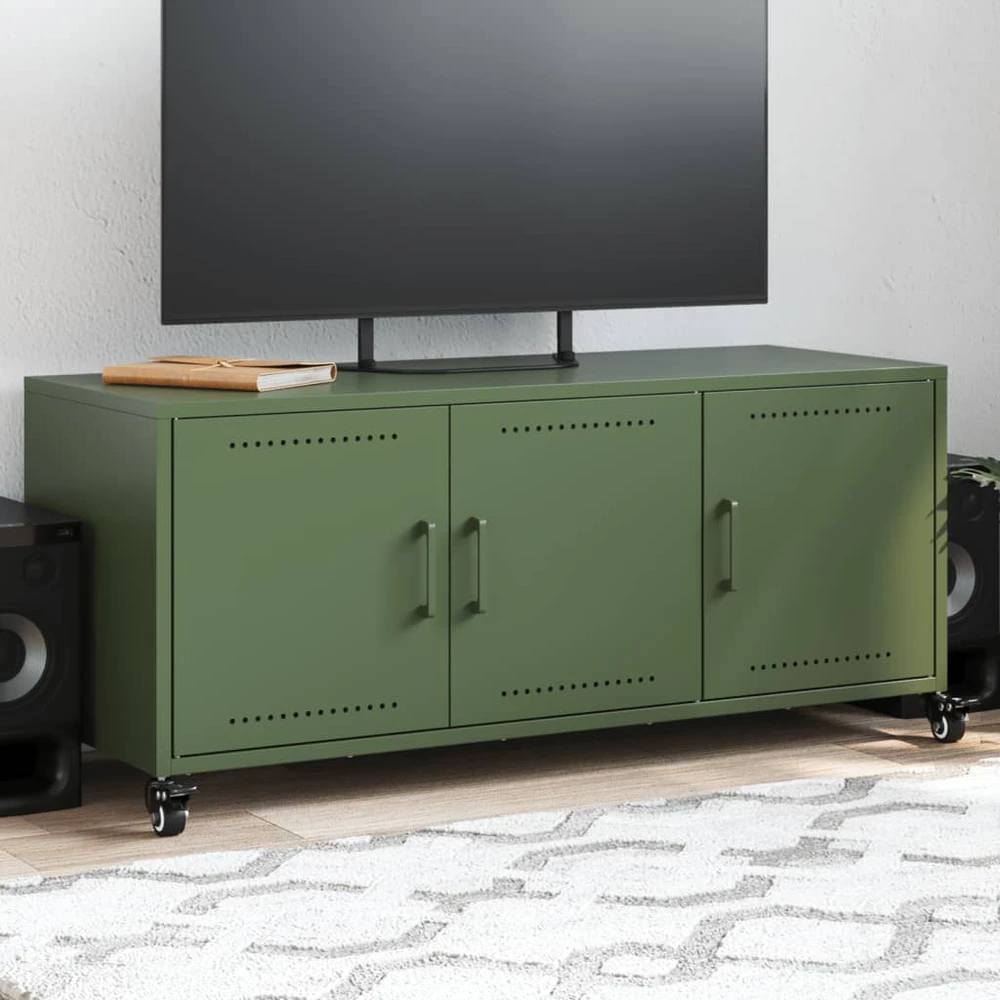 TV staliukas Televizoriaus spintelė, alyvuogių, 100,5x39x43,5cm, plienas