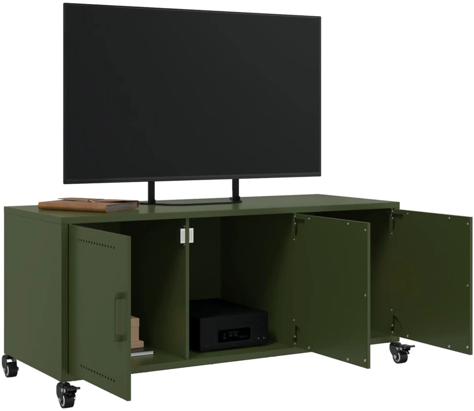TV staliukas Televizoriaus spintelė, alyvuogių, 100,5x39x43,5cm, plienas