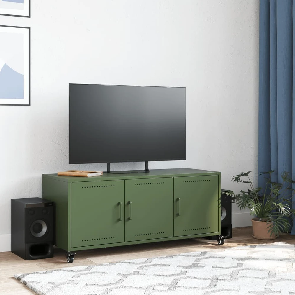 TV staliukas Televizoriaus spintelė, alyvuogių, 100,5x39x43,5cm, plienas