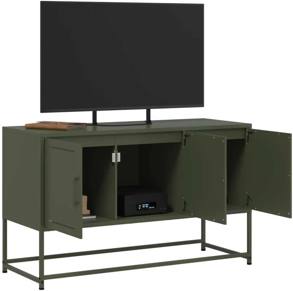 TV staliukas Televizoriaus spintelė, alyvuogių, 100,5x39x60,5cm, plienas