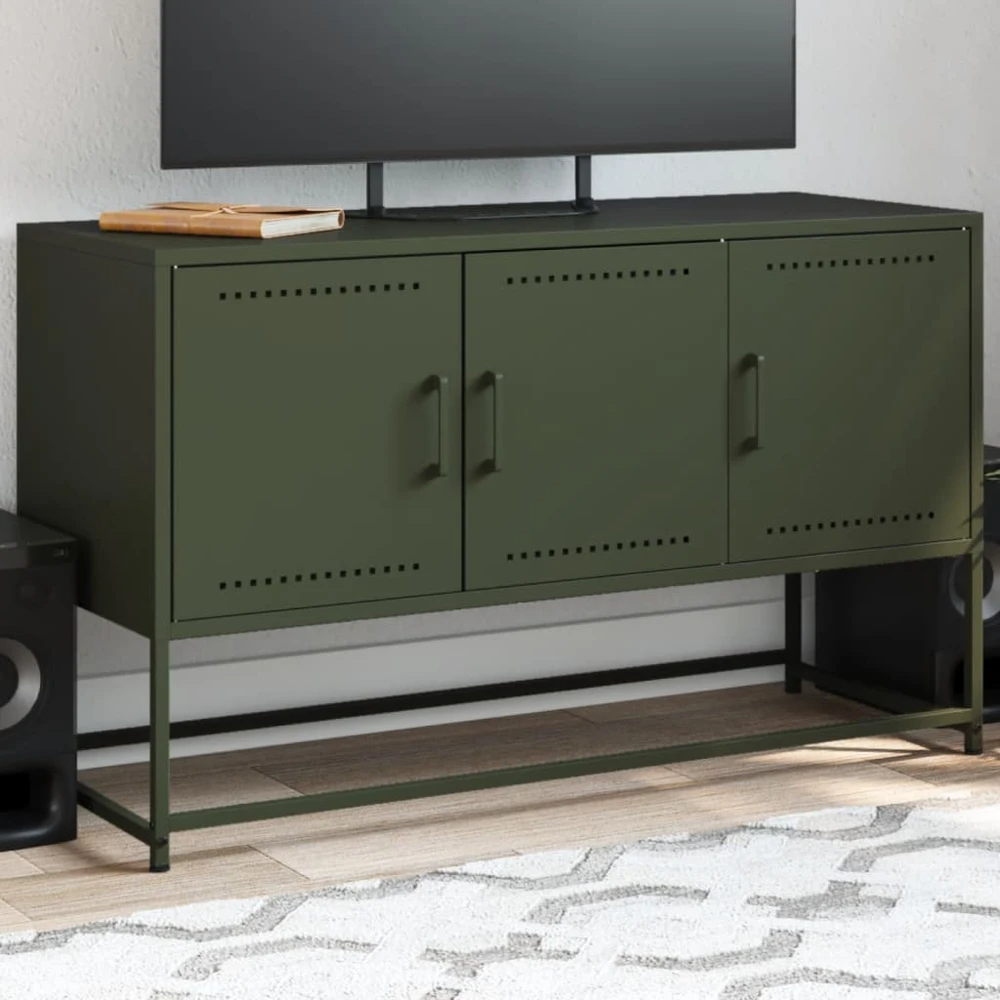 TV staliukas Televizoriaus spintelė, alyvuogių, 100,5x39x60,5cm, plienas