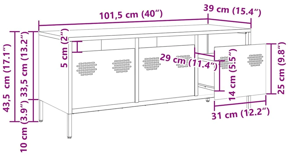 TV staliukas Televizoriaus spintelė, alyvuogių, 101,5x39x43,5cm, plienas