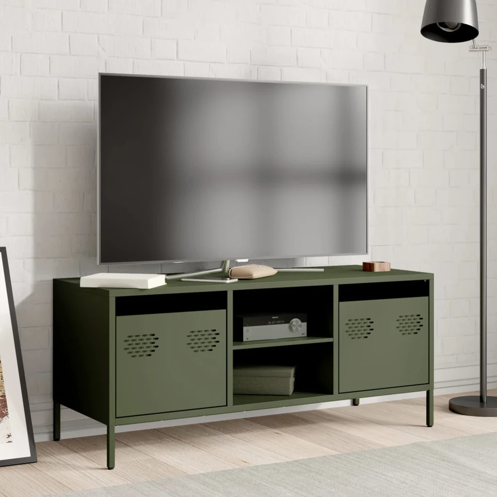 TV staliukas Televizoriaus spintelė, alyvuogių, 101,5x39x43,5cm, plienas