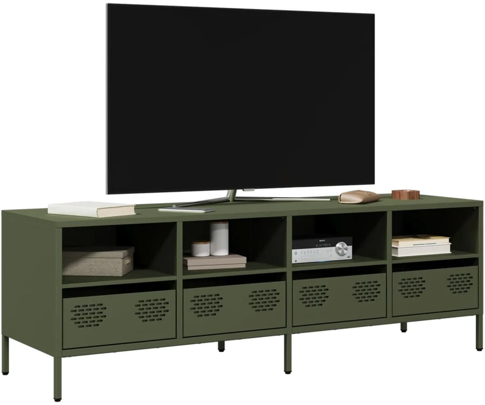 TV staliukas Televizoriaus spintelė, alyvuogių, 135x39x43,5cm, plienas
